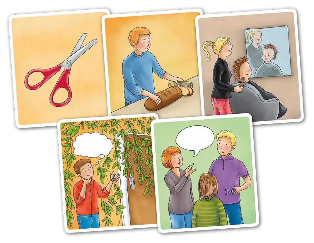 Quatschkopf! Bildserie zum Verb schneiden